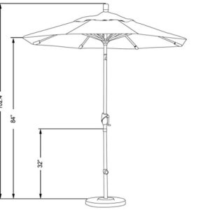 California Umbrella 7.5' Round Aluminum Market Umbrella, Crank Lift, Push Button Tilt, Black Pole, Lemon Olefin