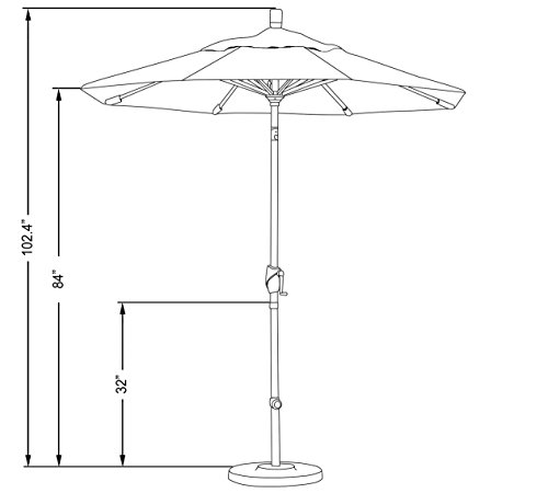 California Umbrella 7.5' Round Aluminum Market Umbrella, Crank Lift, Push Button Tilt, Black Pole, Lemon Olefin