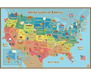 wall pops wpe0623 kids usa dry erase map decal, multicolor