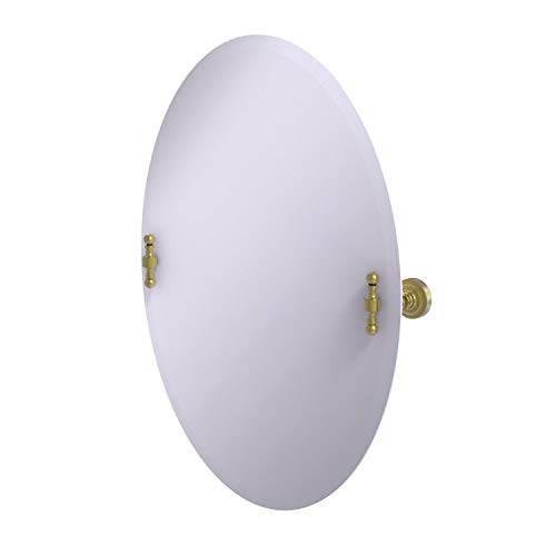 Allied Brass RD-91 Frameless Oval Tilt Beveled Edge Wall Mirror, Satin Brass