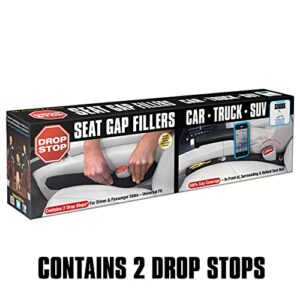 Drop Stop - The Original Patented Car Seat Gap Filler (AS SEEN ON Shark Tank) - Set of 2 and Slide Free Pad and Light