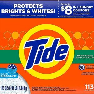 Tide Powder Laundry Detergent, Mountain Spring, 143 oz (Packaging May Vary)