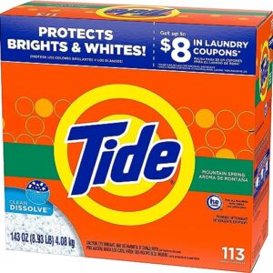 Tide Powder Laundry Detergent, Mountain Spring, 143 oz (Packaging May Vary)