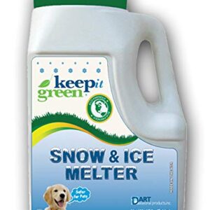 KEEP IT GREEN Pet Safe Ice Melt - 12 Pound Jug - Nontoxic Child Friendly Snow Melter Rock Salt Pellets with Green Tint - Time Release Fertilizer for Grass and Garden - Calcium Chloride Free