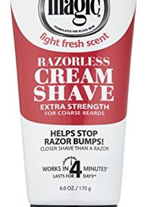 SoftSheen-Carson Magic Razorless Shaving Cream for Men, Hair Removal Cream, Extra Strength for Coarse Beards, No Razor Needed Depilatory Cream Works in 4 Minutes for Coarse Hair, 6 oz