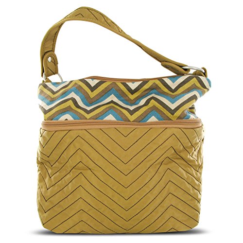 Travelon Quilted Nylon Zip-Top Train Case Tan/Zig Zag Pattern