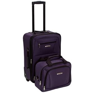 rockland fashion expandable softside upright luggage set, purple, 2-piece (14/19)