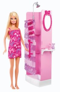 barbie glam shower playset