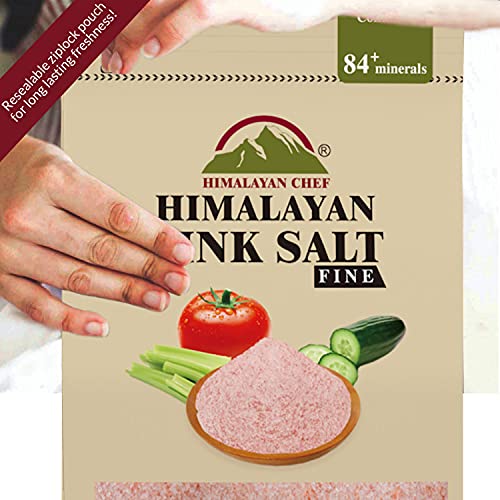 Himalayan Chef Pink Himalayan Salt, Fine Grain - 1 lbs (1 Pound Bag)
