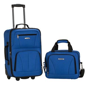rockland fashion softside upright luggage set,expandable, blue, 2-piece (14/19)