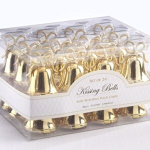 Kate Aspen Gold Kissing Bells Place Card/Photo Holder, Set of 24