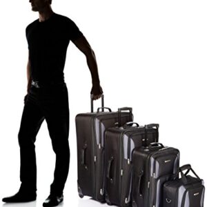 Rockland Journey Softside Upright Luggage Set,Expandable, Black/Gray, 4-Piece (14/19/24/28)