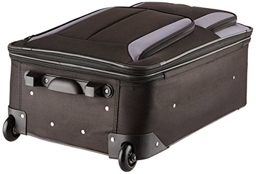 Rockland Journey Softside Upright Luggage Set,Expandable, Black/Gray, 4-Piece (14/19/24/28)