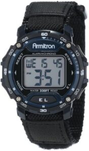 armitron sport unisex 40/8291blu navy blue accented digital chronograph black nylon strap watch