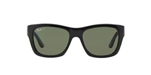 ray-ban rb4194 square sunglasses, black/polarized green, 53 mm