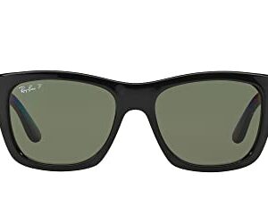Ray-Ban RB4194 Square Sunglasses, Black/Polarized Green, 53 mm