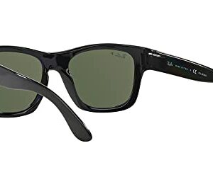 Ray-Ban RB4194 Square Sunglasses, Black/Polarized Green, 53 mm