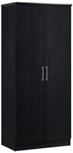 hodedah import 2 door wardrobe with adjustable/removable shelves & hanging rod, black