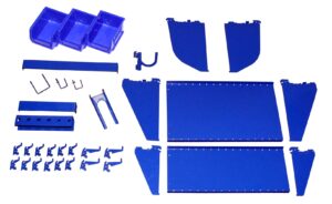 wall control slotted tool board workstation accessory kit pegboard and slotted tool board – blue