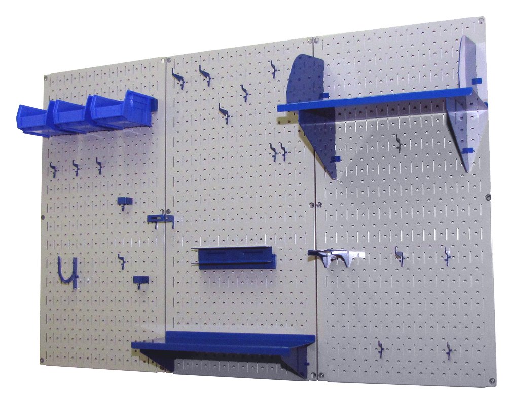 Wall Control Slotted Tool Board Workstation Accessory Kit Pegboard and Slotted Tool Board – Blue