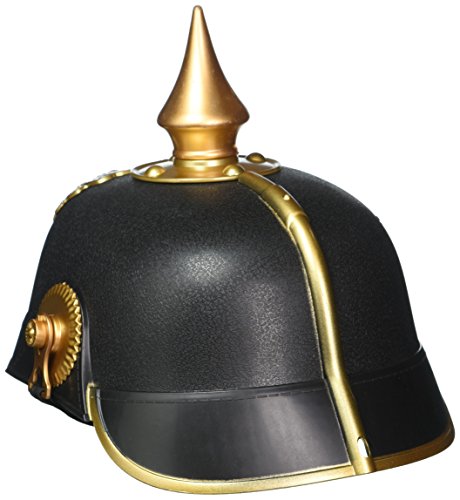 Forum Novelties - German Officer Pickelhaub Helmet - Plastic Imperial Prussian Helmet - Black & Gold Colored