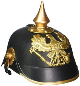 forum novelties - german officer pickelhaub helmet - plastic imperial prussian helmet - black & gold colored