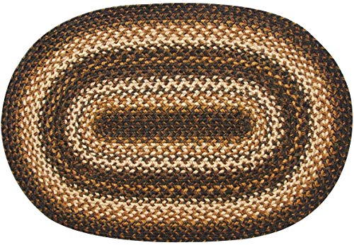 Homespice Kilimanjaro Jute Black Braided 4x6' Oval Rug for Living Room, Bedroom Rug and Dining Room. Pet Friendly. Decor Styles- Farmhouse Rug, Rustic, Vintage, Cottage, Primitive, Country, Boho Rug