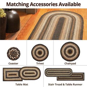 Homespice Kilimanjaro Jute Black Braided 4x6' Oval Rug for Living Room, Bedroom Rug and Dining Room. Pet Friendly. Decor Styles- Farmhouse Rug, Rustic, Vintage, Cottage, Primitive, Country, Boho Rug