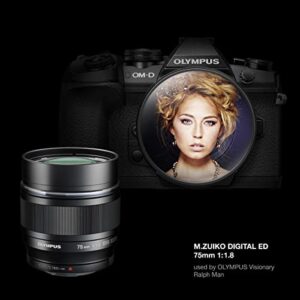 OM SYSTEM OLYMPUS M.Zuiko Digital 75mm F1.8 Black For Micro Four Thirds System Camera, Compact Design, Beautiful Bokeh,Bright