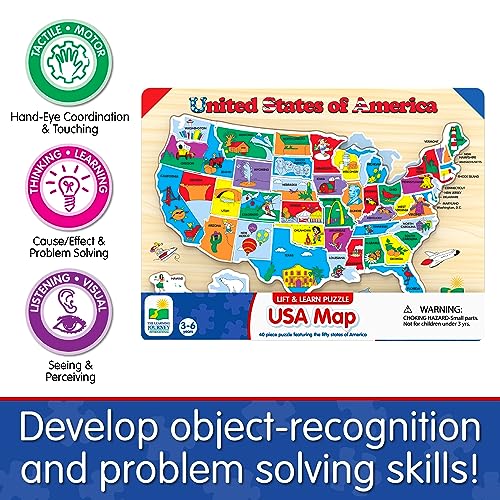 The Learning Journey Lift & Learn Puzzle - USA Map Puzzle for Kids - Preschool Toys & Gifts for Boys & Girls Ages 3 and Up - United States Puzzle for Kids - Award Winning Toys