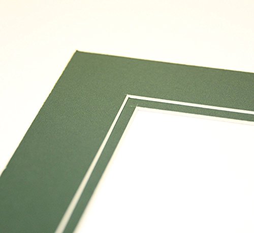 topseller100, Pack of 10 Dark Green 8x10 Picture Mats Matting with White Core Bevel Cut for 5x7 Pictures