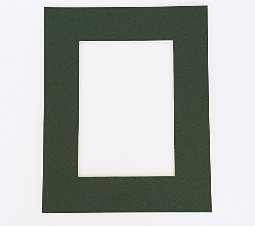 topseller100, Pack of 10 Dark Green 8x10 Picture Mats Matting with White Core Bevel Cut for 5x7 Pictures