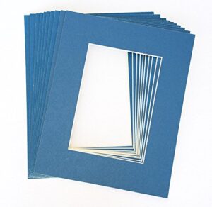 topseller100, pack of 10 blue 11x14 picture mats matting with white core bevel cut for 8x10 pictures