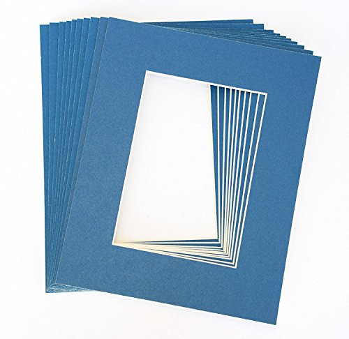 topseller100, Pack of 10 BLUE 11x14 Picture Mats Matting with White Core Bevel Cut for 8x10 Pictures