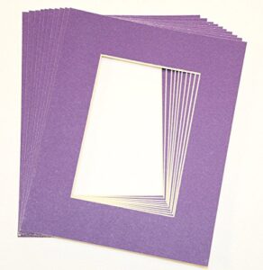 topseller100, pack of 10 purple 11x14 picture mats matting with white core bevel cut for 8x10 pictures
