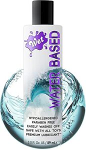 wet original water based lube 3 ounce premium personal lubricant, long lasting formula for condom safe vegan ph balanced hypoallergenic and paraben free intimacy