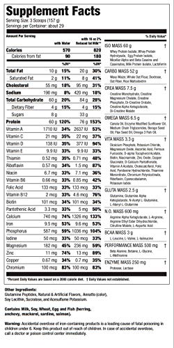 Ultimate Nutrition ISO Mass Xtreme Gainer, Weight Gainer Protein Powder with Creatine, 60 Grams of Protein, Whey Isolate Protein Powder for Lean Muscle Gain, 10 LBS with 30 Servings, Vanilla Ice Cream