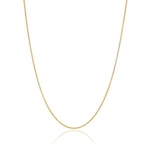 bling for your buck womens 18k yellow gold plated sliver 0.8mm thin italian box chain necklace, 20"