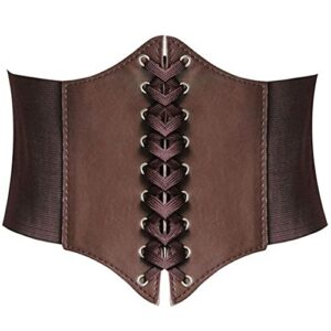hanerdun lace-up waspie corset belts for women elastic waist belt tied retro wide belt