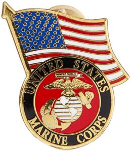 eagle emblems marine corps logo and us flag lapel / hat pin