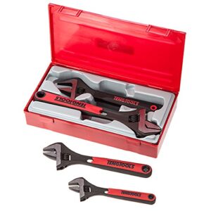teng tools 4 piece adjustable wrench set (6 inch, 8 inch, 10 inch & 8 inch wide jaw) - ttadj04, silver