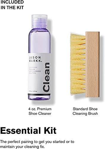 Jason Markk Essential Kit - 4 oz. Premium Shoe Cleaner & Standard Brush - Biodegradable and Free from Harsh Chemicals - Cleans and Conditions up to 100 pairs of Sneakers - Removes Dirt and Stains