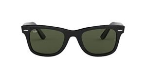 ray-ban rb2140f original wayfarer low bridge fit square sunglasses, black/g-15 green, 52 mm