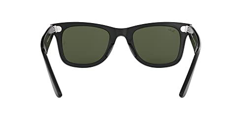 Ray-Ban RB2140F Original Wayfarer Low Bridge Fit Square Sunglasses, Black/G-15 Green, 52 mm