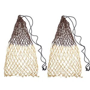 derby originals superior slow feeder soft mesh hanging hay net for horses set of 2, brown/khaki