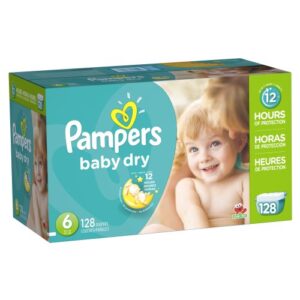 pampers baby-dry disposable diapers size 6, 128 count, economy pack plus