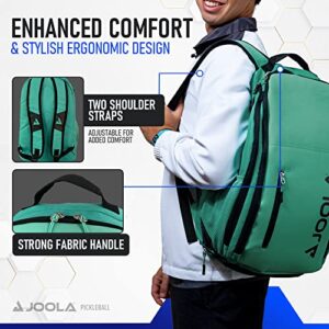 JOOLA Vision II Pickleball Bag - Teal Backpack Holds 8 Pickleball Paddles Plus Side Pockets For Pickleball Balls - Separate Ventilated Compartment for Shoes, Interior & Exterior Accessory Pockets