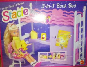 stacie little sister of barbie 3 -in- 1 bunk bed (1993, mattel)