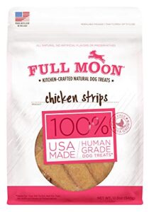 full moon all natural human grade dog treats, chicken strips, 12.5 ounce