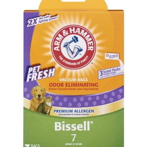 Arm & Hammer Bissell Premium Pet Fresh Vacuum Bags, replacement for Bissell Style 7, Removes Pet Odors and Allergens, 3 bags